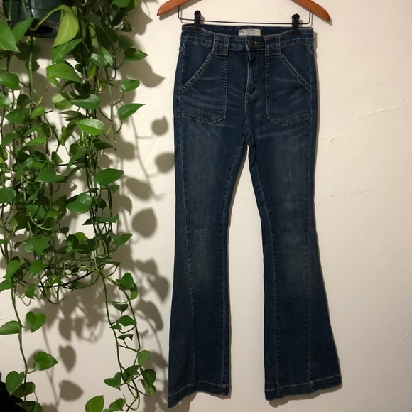 Boho Front Pocket Flare Jeans 